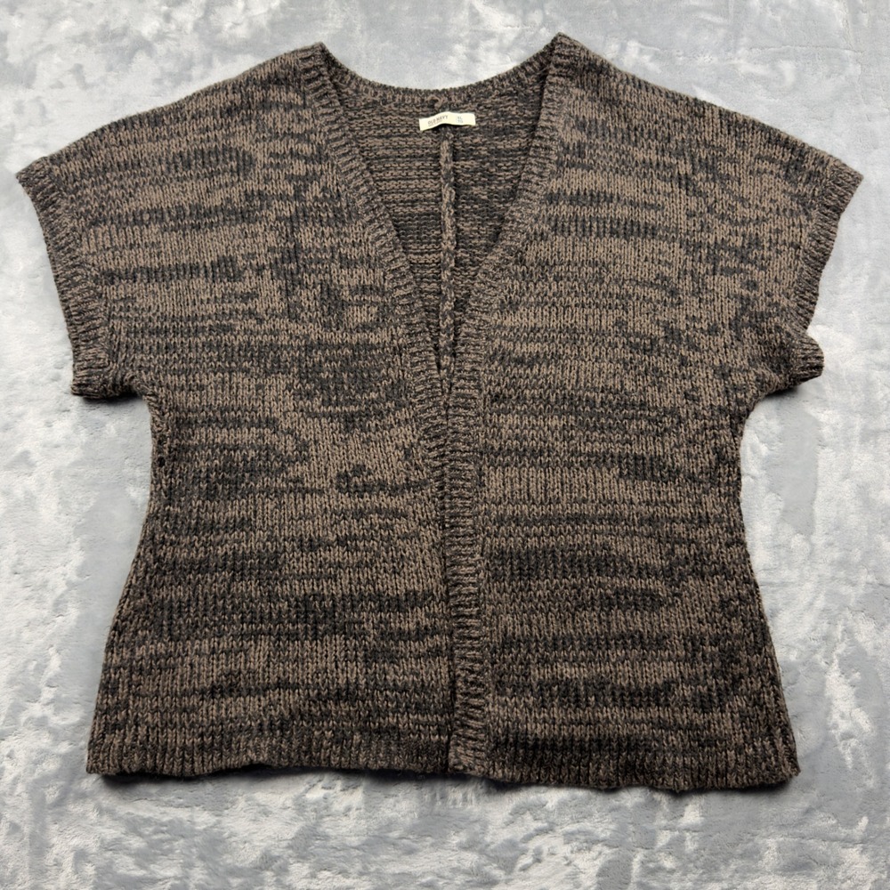 Old Navy Brown Marled Knit Open Front Cardigan Vest Cap Sleeve XL